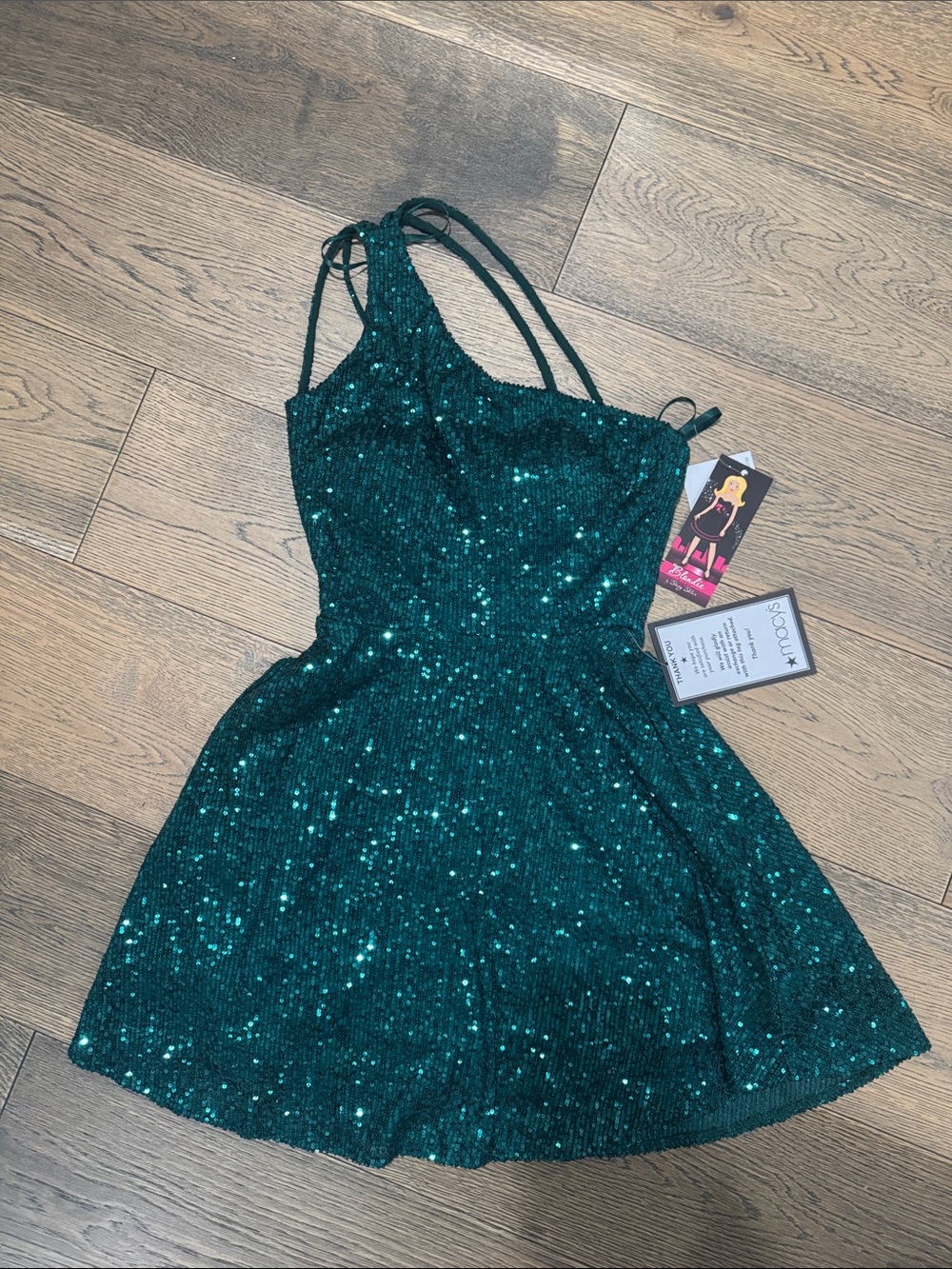 Blondie Nites Emerald Green Sequin Party Dress NWT Size 0 Pockets